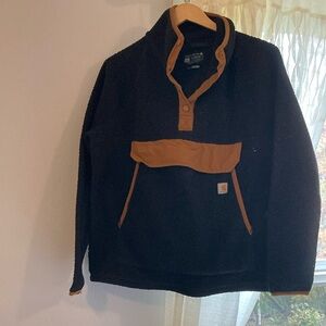 Carhartt Quarter Button Up Fleece Black and Tan Women’s Large
